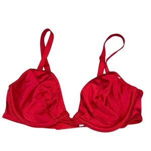 Olga Vintage Single Hook Red Second Skin Satin Underwire Bra 36A #33215 90s